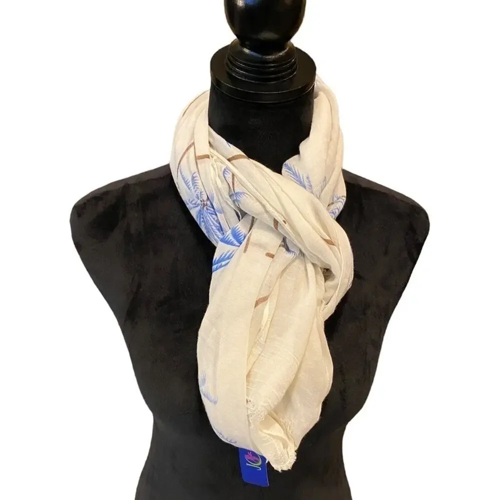 JC Fashion Palm Tree Print Scarf Women's One Size New with Tags